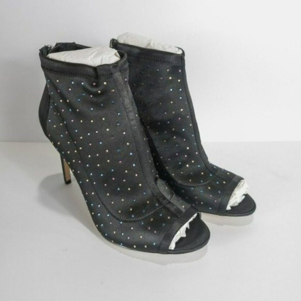 Jewel by Badgley Mischka Margarita Embellished Peep Toe Bootie -Black - Picture 5 of 6
